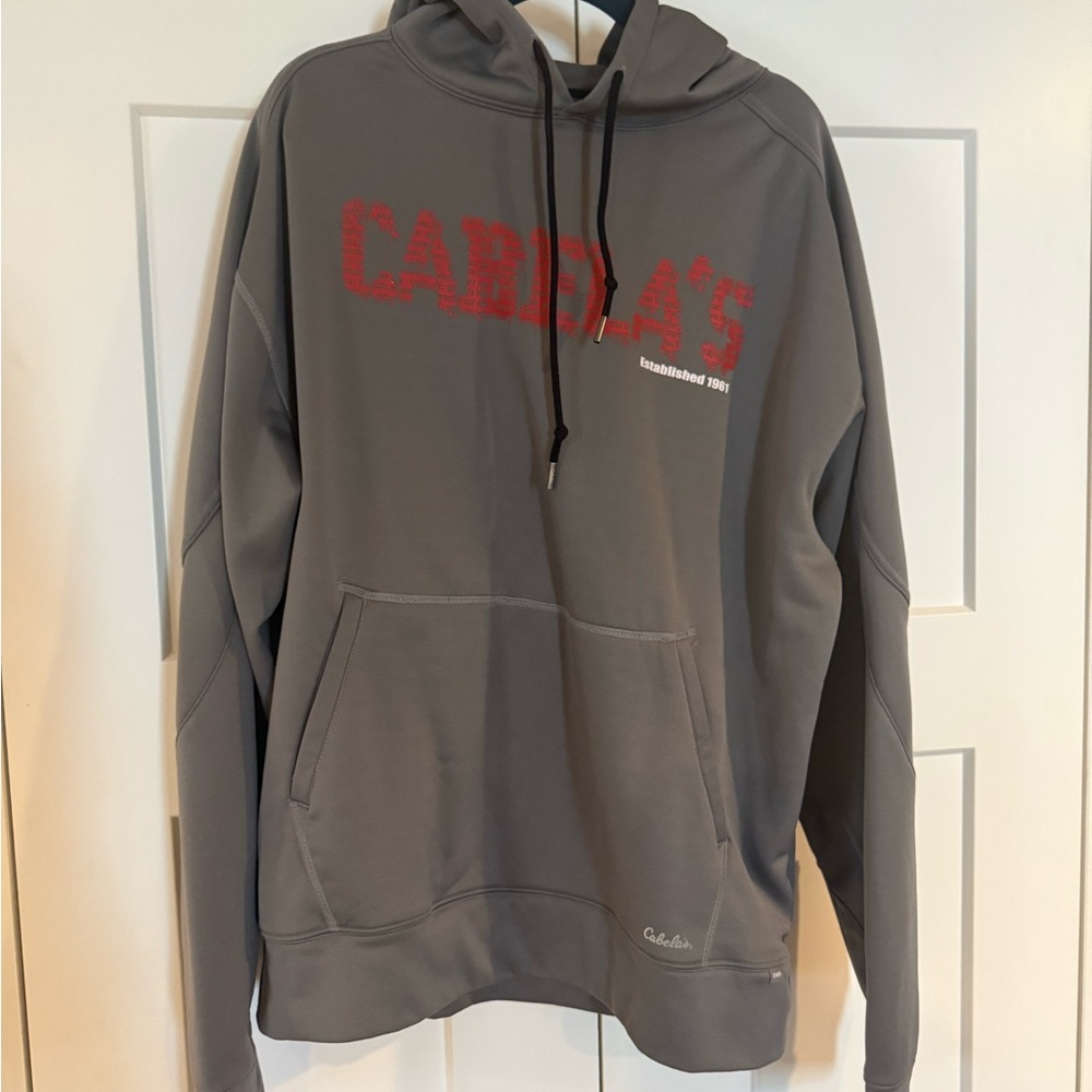 Cabela's Charcoal Gray Hoodie with Red Logo